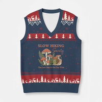 Slow Hiking Society The Last One to The Top Wins V-Neck Knit Sweater Vest Funny Snail Mountaineering