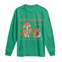 Slow Hiking Society The Last One to The Top Wins Long Sleeve Shirt Funny Snail Mountaineering
