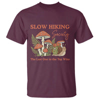 Slow Hiking Society The Last One to The Top Wins T Shirt Funny Snail Mountaineering