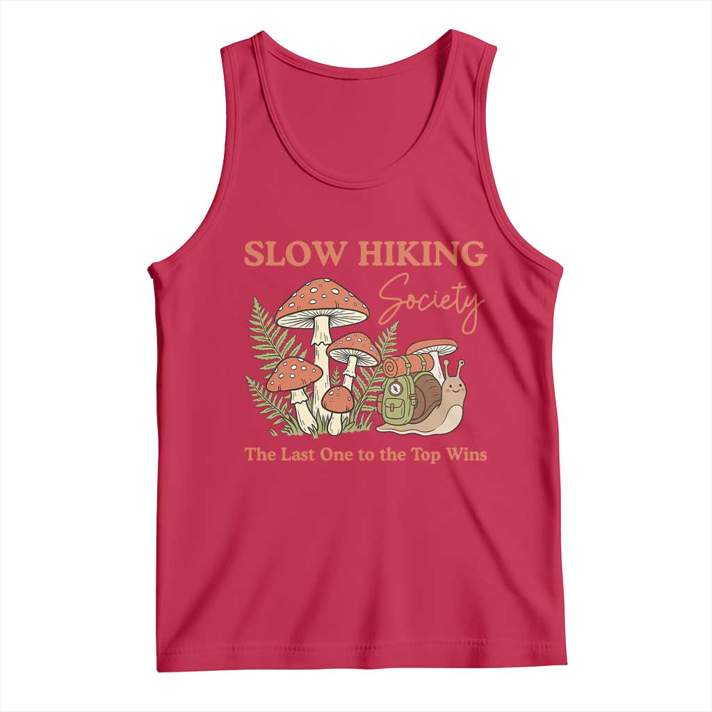 Slow Hiking Society The Last One to The Top Wins Tank Top Funny Snail Mountaineering