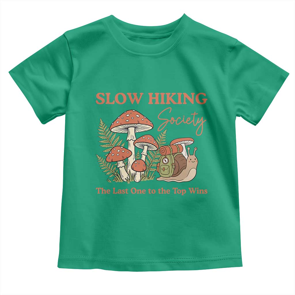 Slow Hiking Society The Last One to The Top Wins Toddler T Shirt Funny Snail Mountaineering