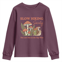 Slow Hiking Society The Last One to The Top Wins Youth Sweatshirt Funny Snail Mountaineering