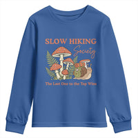 Slow Hiking Society The Last One to The Top Wins Youth Sweatshirt Funny Snail Mountaineering