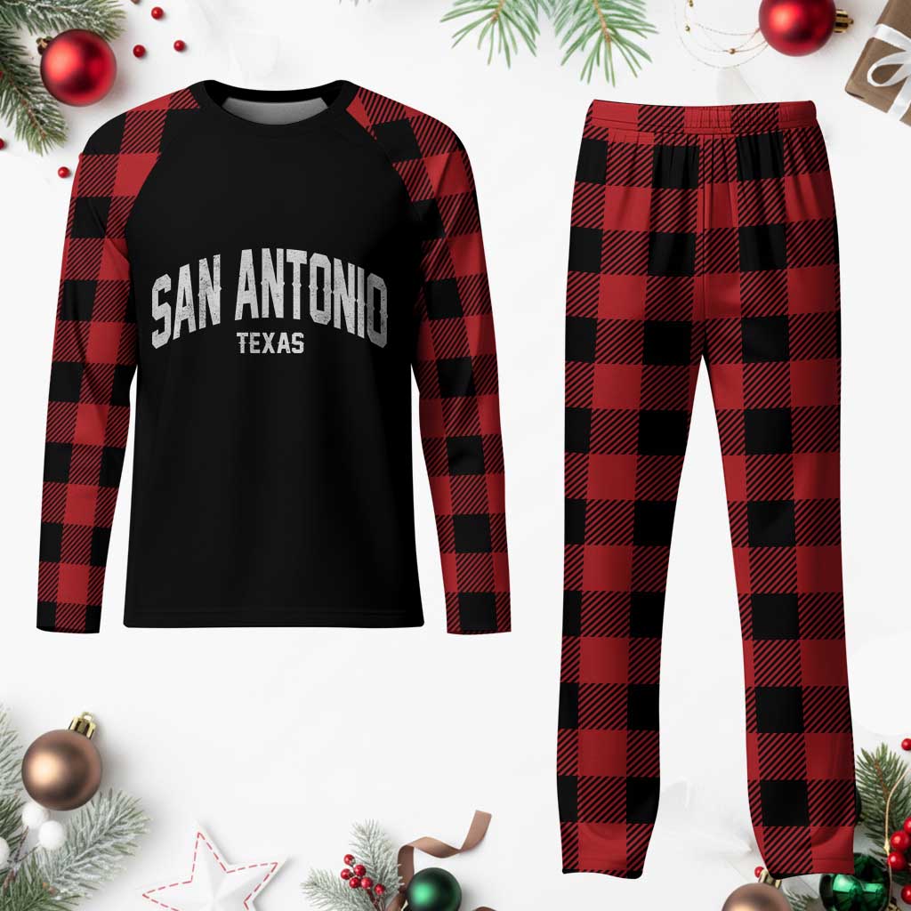 San Antonio Texas TX Vintage Plaid Pajama Set