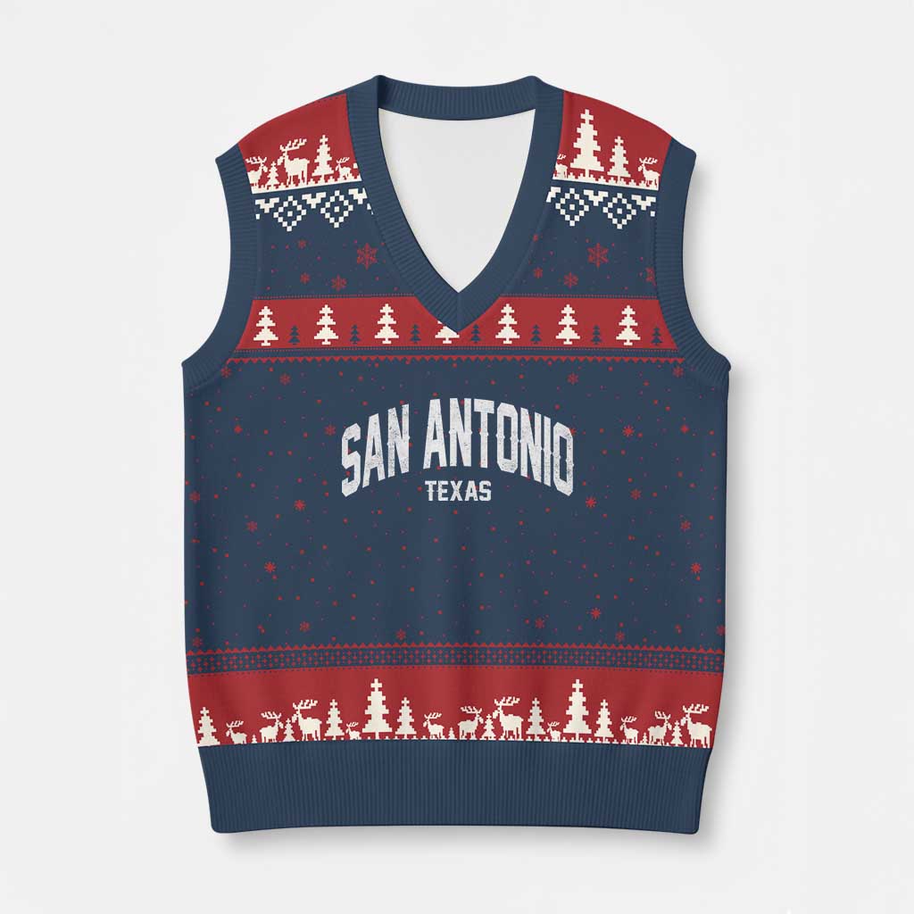 San Antonio Texas TX Vintage V-Neck Knit Sweater Vest
