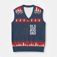 Bold Badass Best Dad V-Neck Knit Sweater Vest Funny Old Ass Father Gag Gift