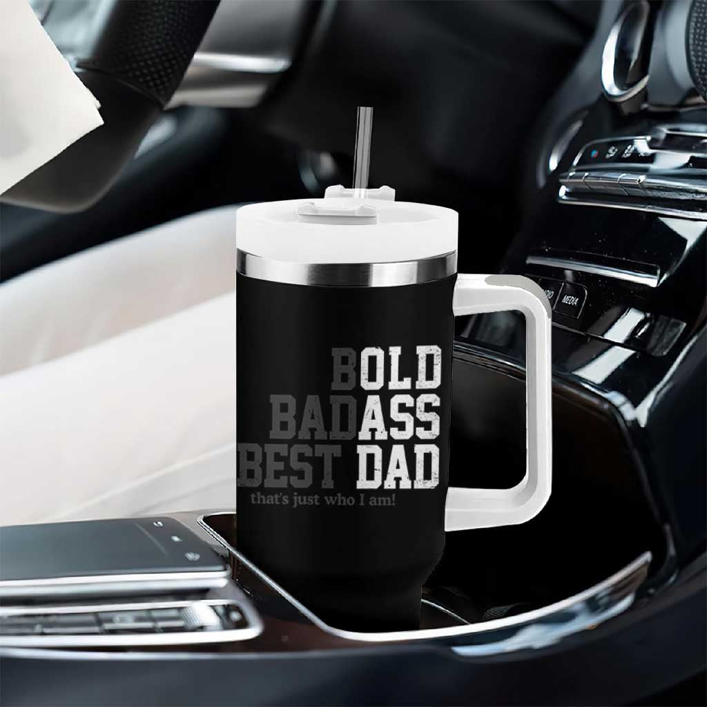 Bold Badass Best Dad Tumbler With Handle Funny Old Ass Father Gag Gift