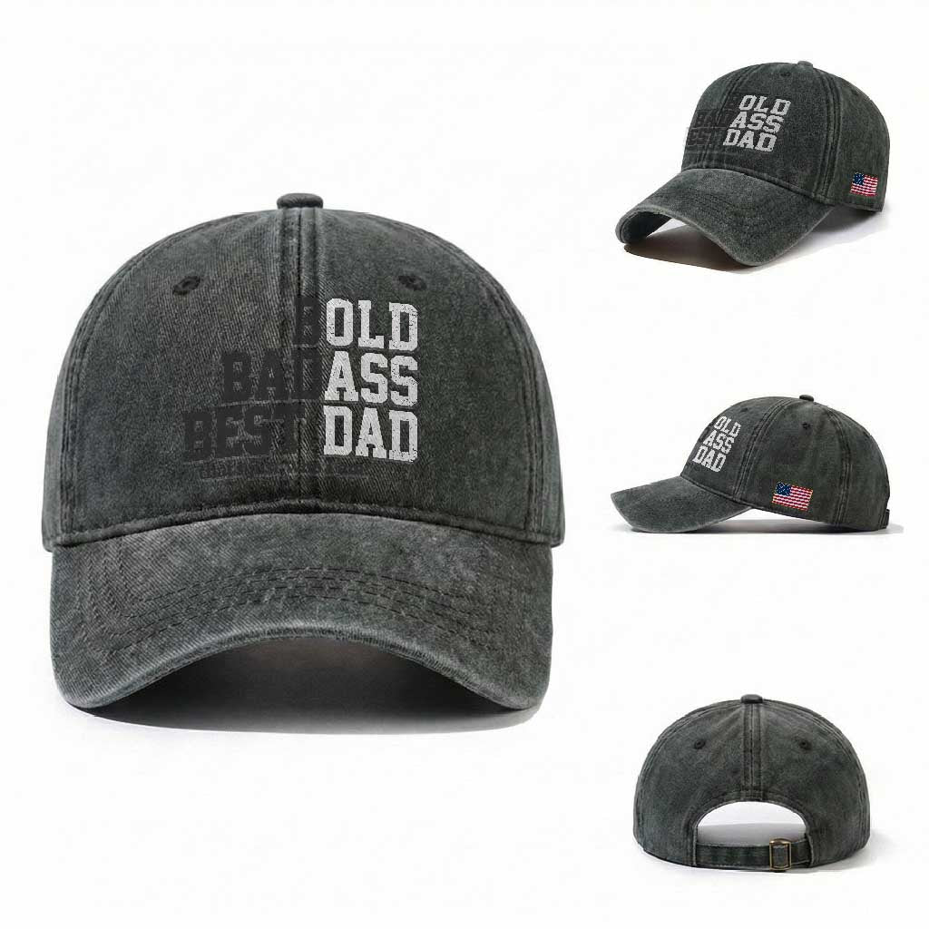 Bold Badass Best Dad Washed Cotton Baseball Cap Funny Old Ass Father Gag Gift