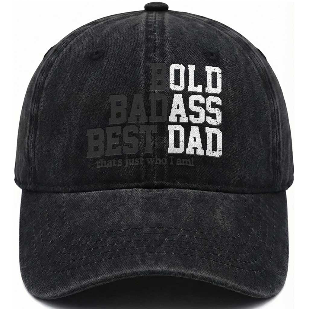 Bold Badass Best Dad Washed Cotton Baseball Cap Funny Old Ass Father Gag Gift