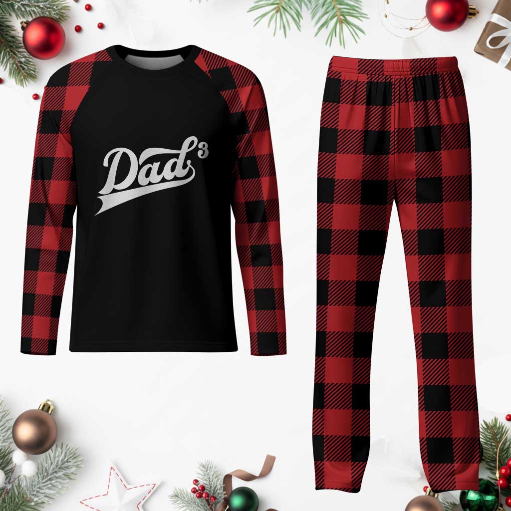 Dad Of Three Plaid Pajama Set Funny Daddy 3 Promoted for The Second Time