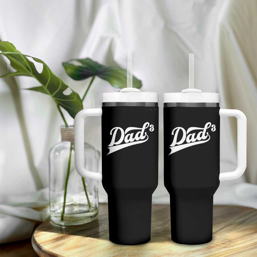 Dad Of Three Tumbler With Handle Funny Daddy 3 Promoted for The Second Time