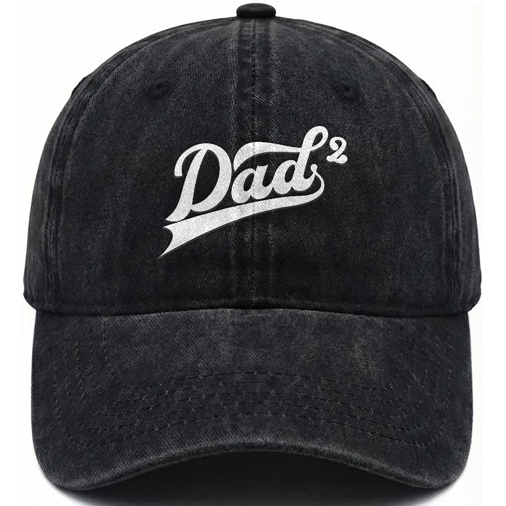 Dad Of Two Washed Cotton Baseball Cap Funny Daddy 2 Promoted for The Second Time