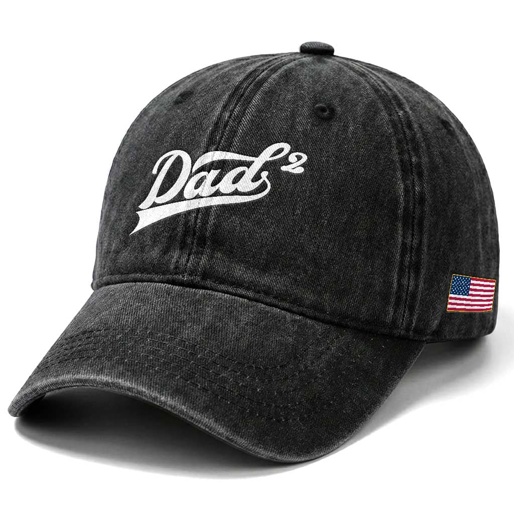 Dad Of Two Washed Cotton Baseball Cap Funny Daddy 2 Promoted for The Second Time