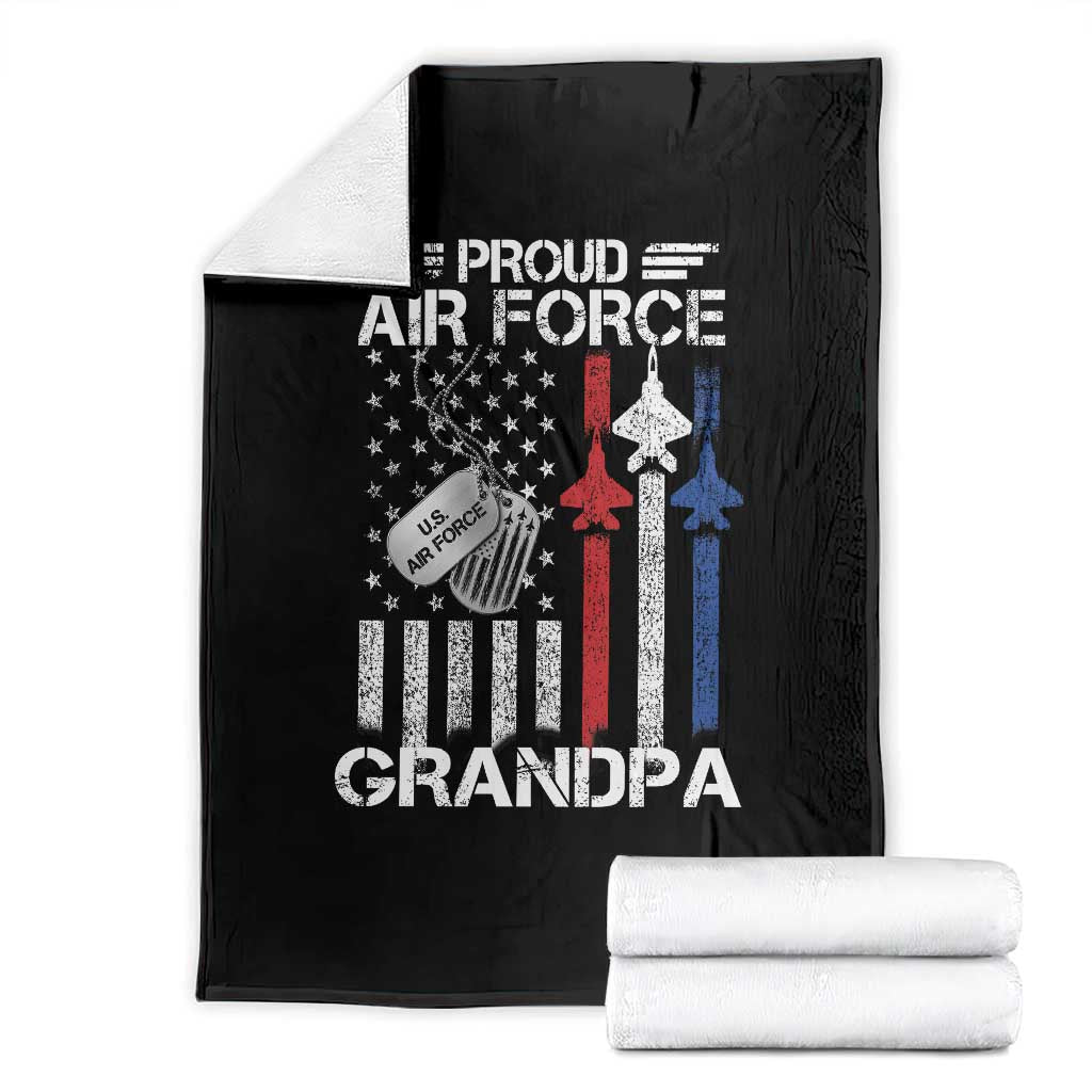 Proud Air Force Grandpa Throw Blanket Military Army Grandfather Vintage American Flag