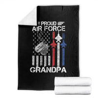 Proud Air Force Grandpa Throw Blanket Military Army Grandfather Vintage American Flag