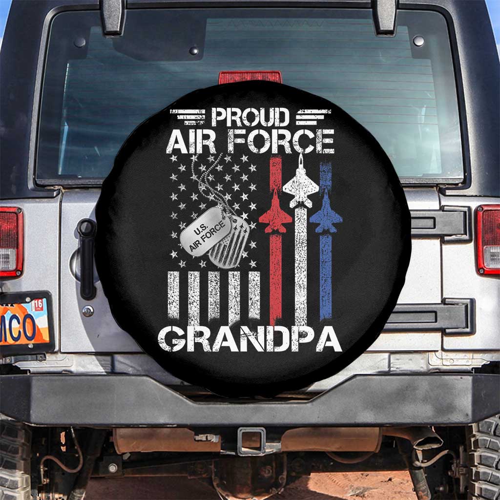 Proud Air Force Grandpa Spare Tire Cover Military Army Grandfather Vintage American Flag