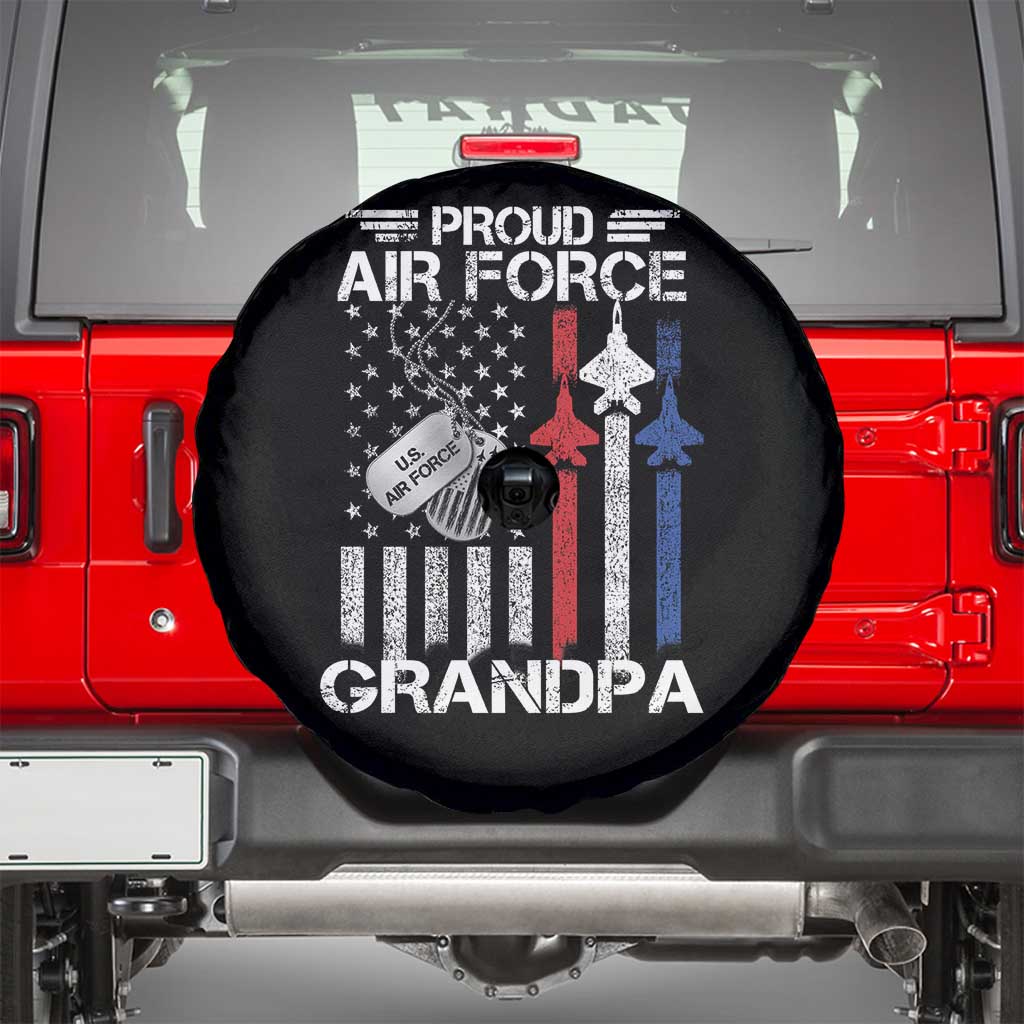 Proud Air Force Grandpa Spare Tire Cover Military Army Grandfather Vintage American Flag