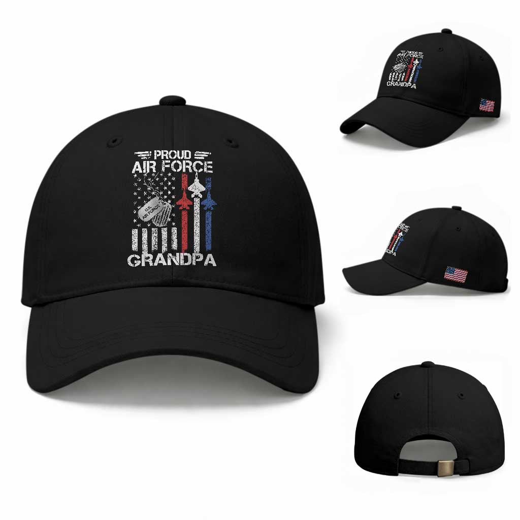 Proud Air Force Grandpa Baseball Cap Military Army Grandfather Vintage American Flag