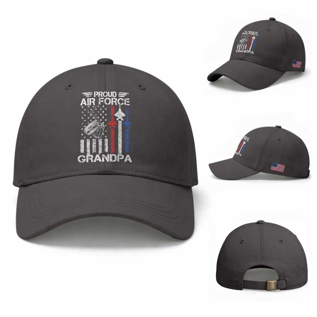 Proud Air Force Grandpa Baseball Cap Military Army Grandfather Vintage American Flag