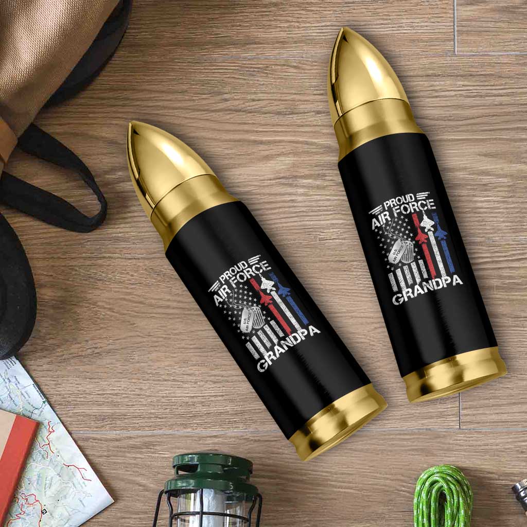 Proud Air Force Grandpa Bullet Tumbler Military Army Grandfather Vintage American Flag