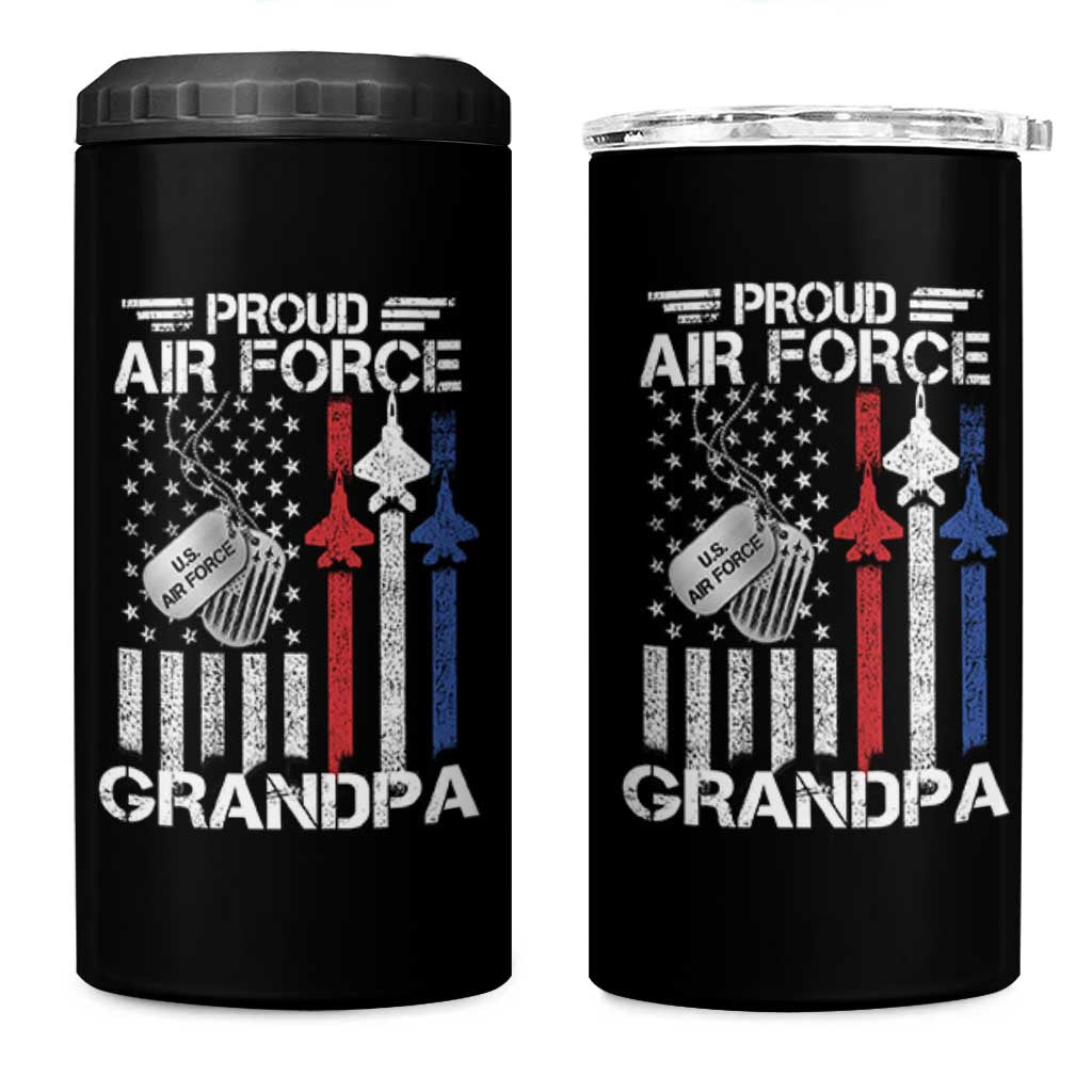 Proud Air Force Grandpa 4 in 1 Can Cooler Tumbler Military Army Grandfather Vintage American Flag