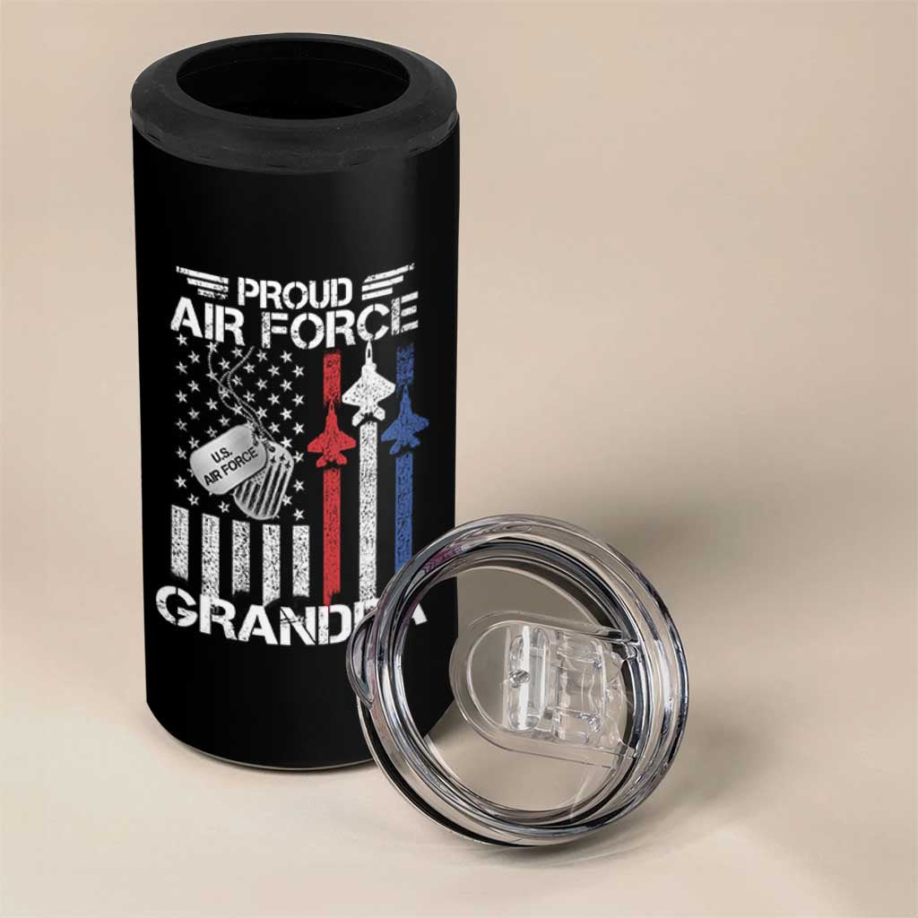 Proud Air Force Grandpa 4 in 1 Can Cooler Tumbler Military Army Grandfather Vintage American Flag