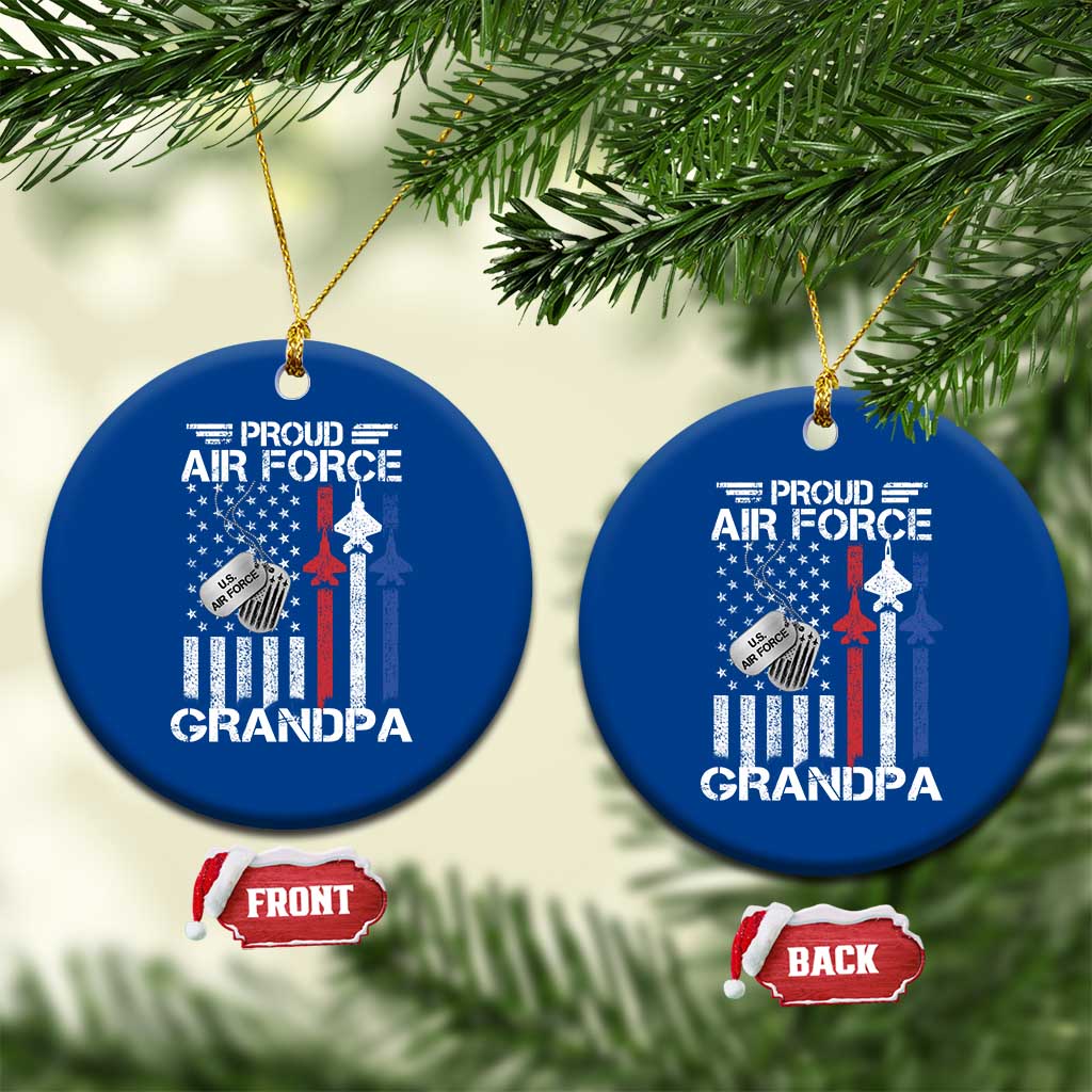 Proud Air Force Grandpa Ceramic Ornament Military Army Grandfather Vintage American Flag