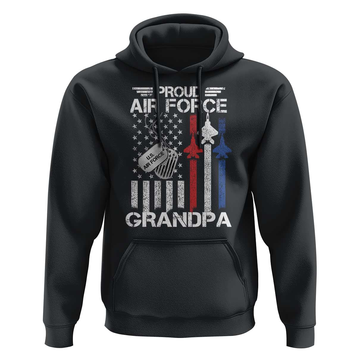 Proud Air Force Grandpa Hoodie Military Army Grandfather Vintage American Flag