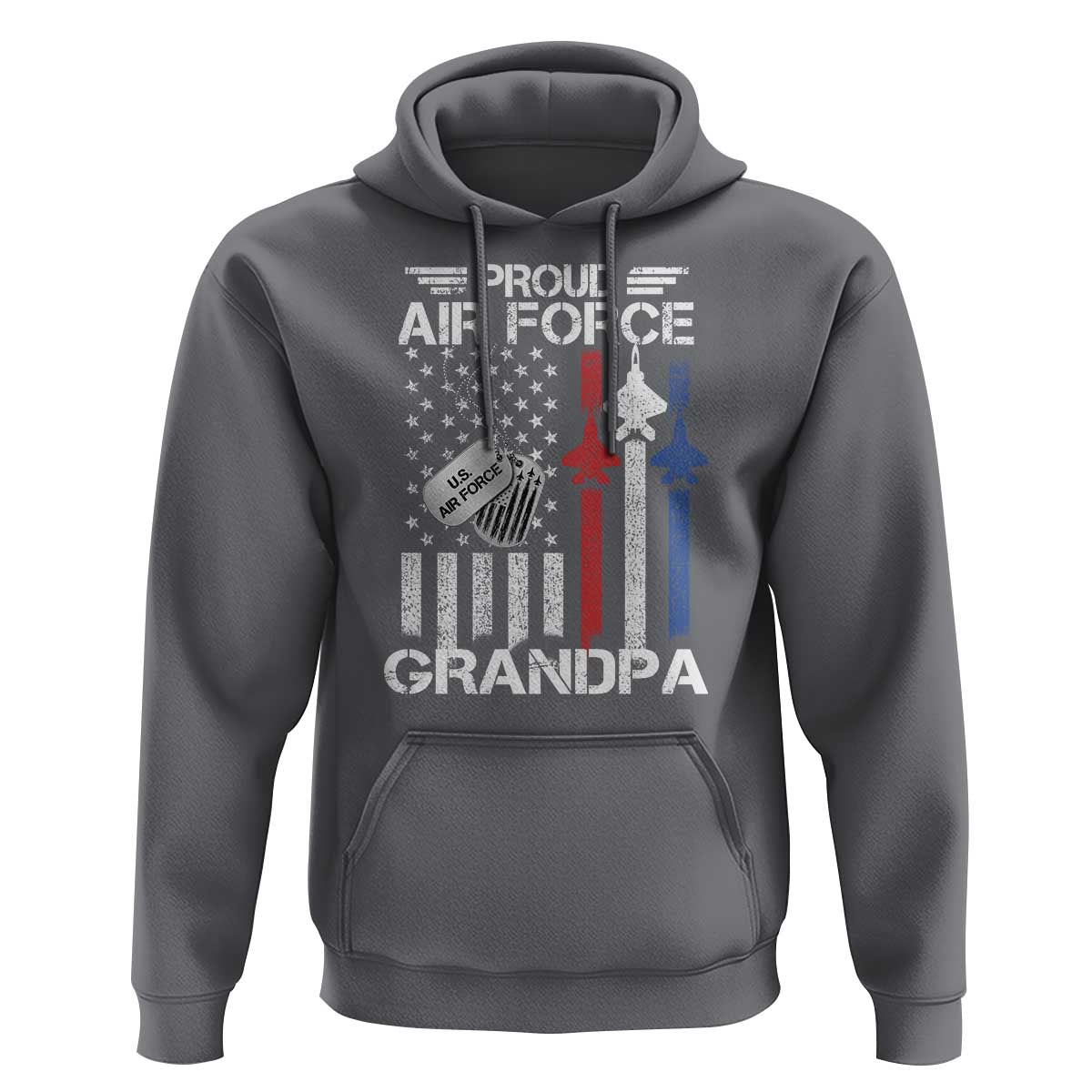 Proud Air Force Grandpa Hoodie Military Army Grandfather Vintage American Flag
