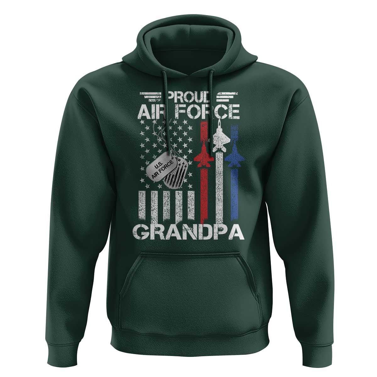 Proud Air Force Grandpa Hoodie Military Army Grandfather Vintage American Flag