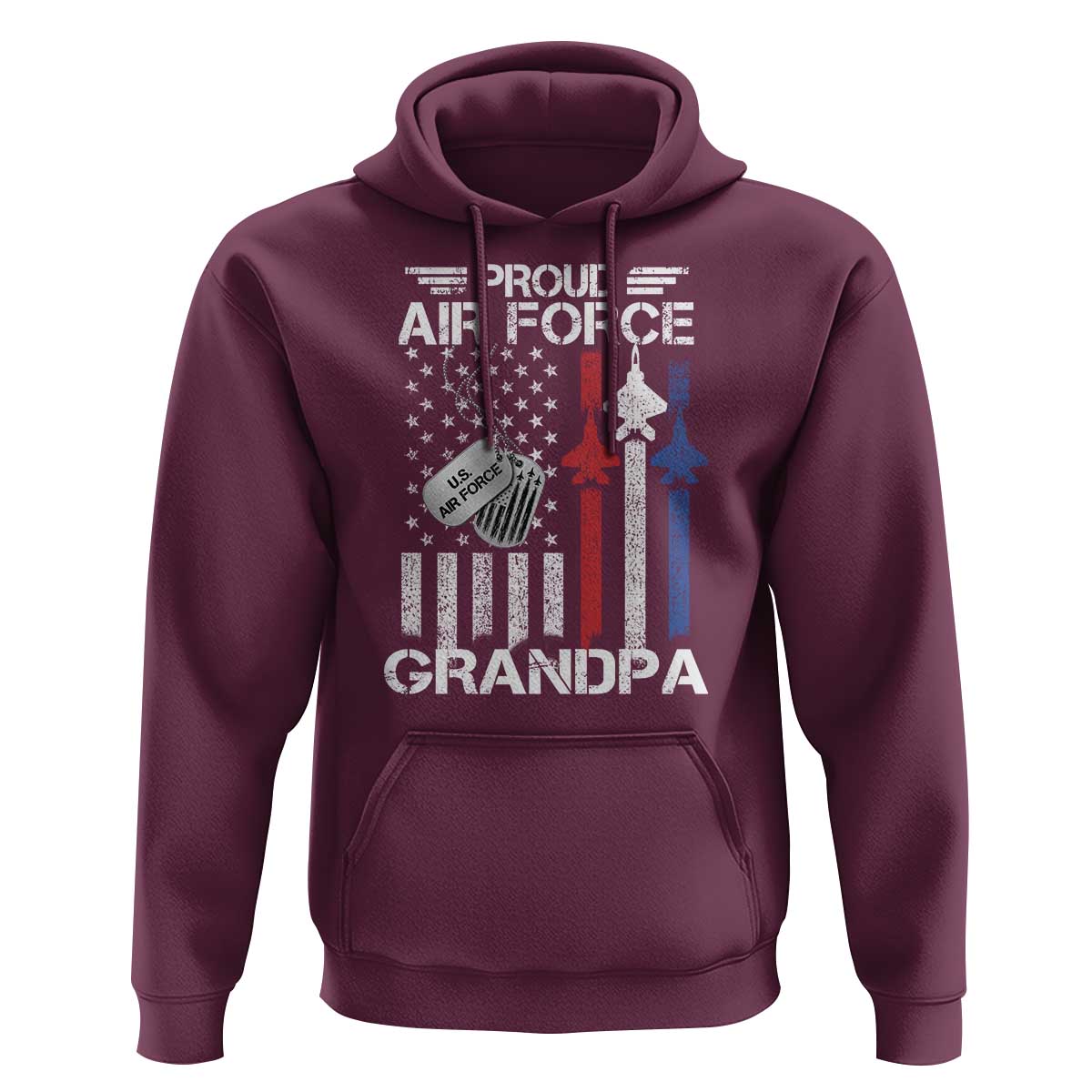 Proud Air Force Grandpa Hoodie Military Army Grandfather Vintage American Flag