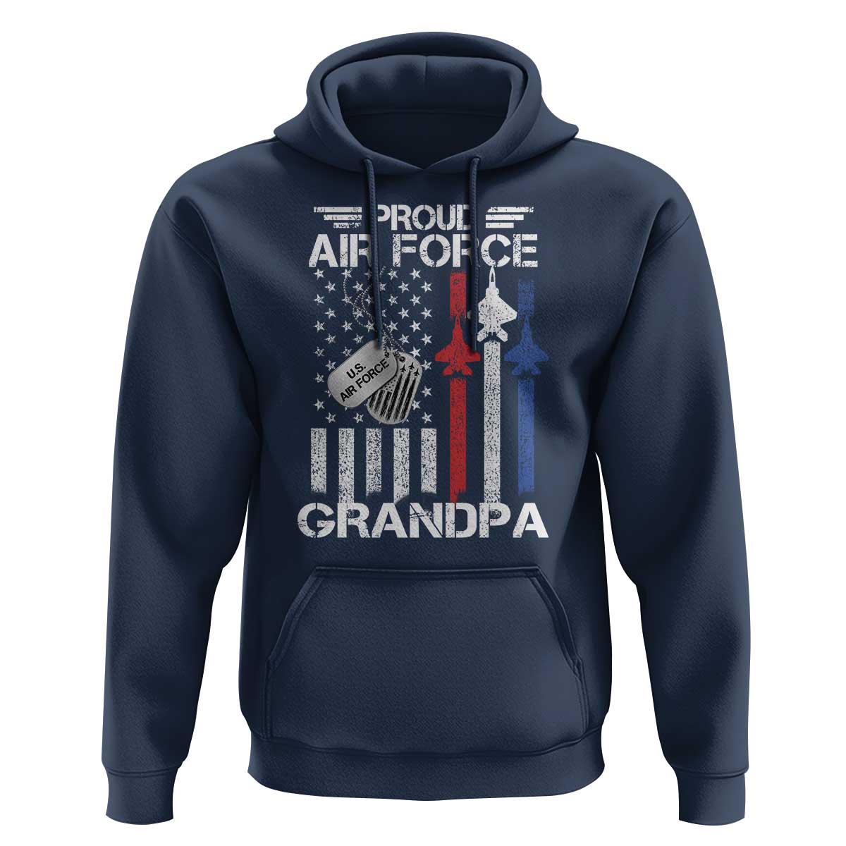 Proud Air Force Grandpa Hoodie Military Army Grandfather Vintage American Flag