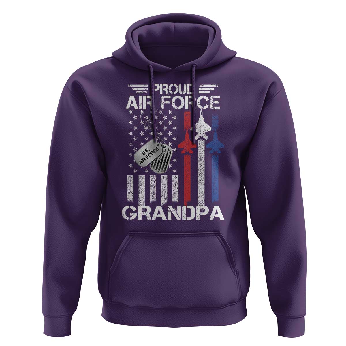Proud Air Force Grandpa Hoodie Military Army Grandfather Vintage American Flag