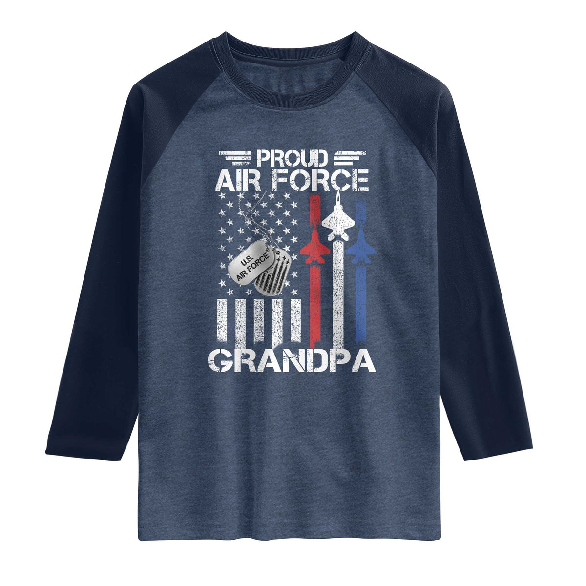 Proud Air Force Grandpa Raglan Shirt Military Army Grandfather Vintage American Flag