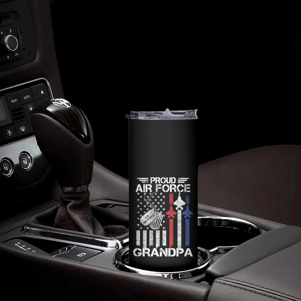 Proud Air Force Grandpa Skinny Tumbler Military Army Grandfather Vintage American Flag