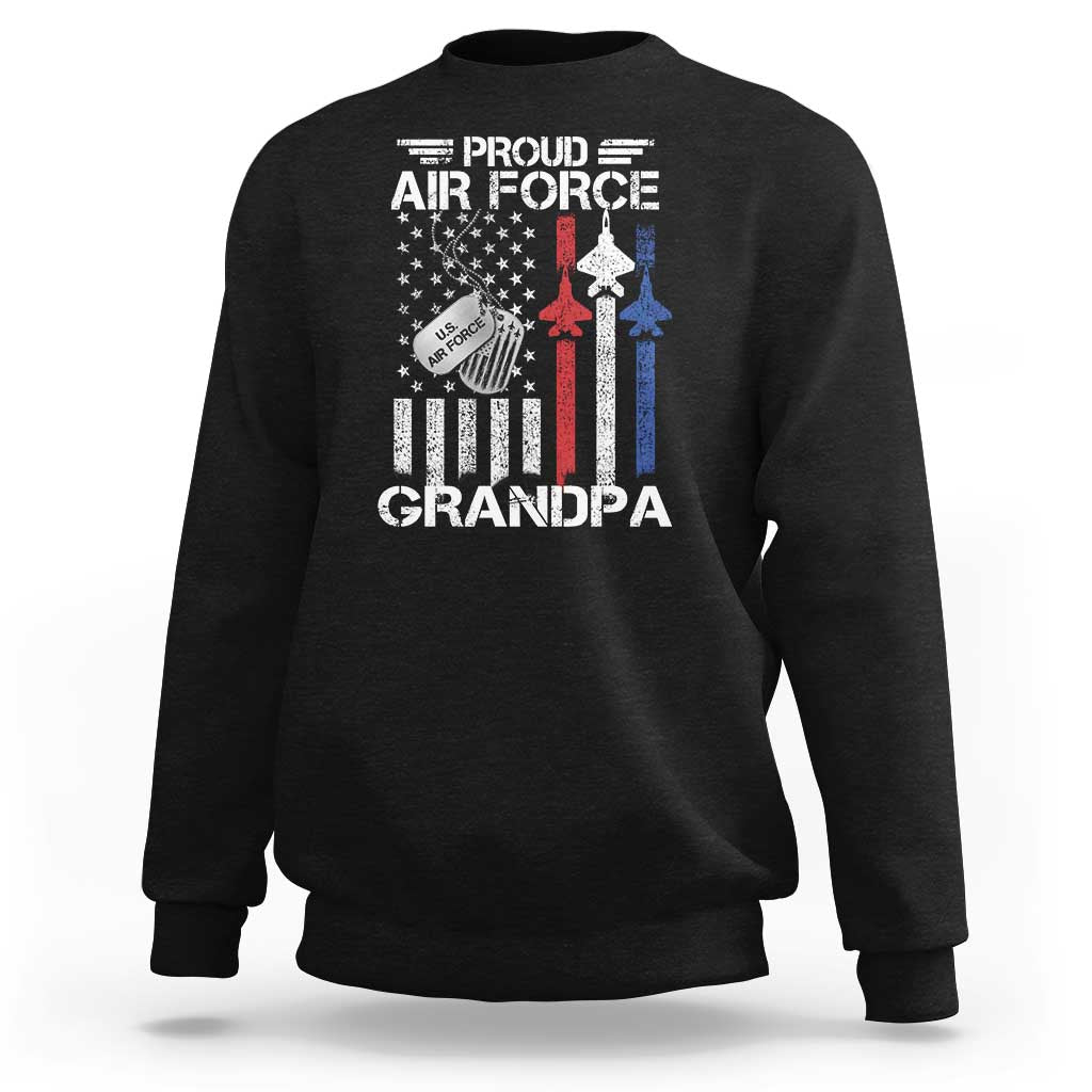 Proud Air Force Grandpa Sweatshirt Military Army Grandfather Vintage American Flag