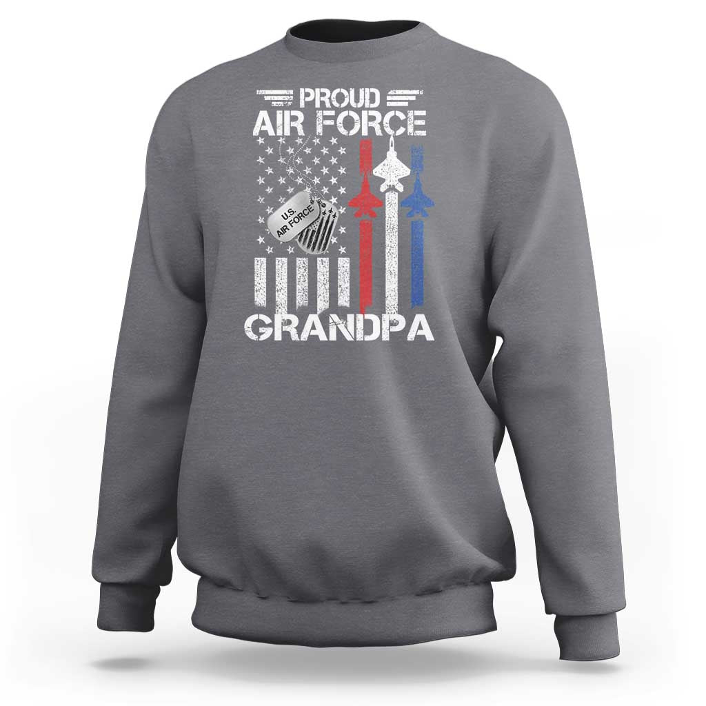 Proud Air Force Grandpa Sweatshirt Military Army Grandfather Vintage American Flag