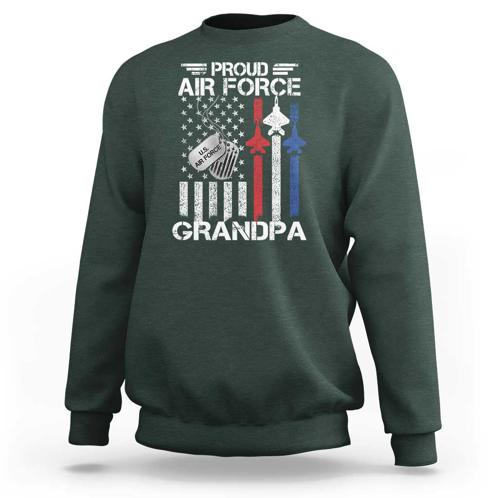 Proud Air Force Grandpa Sweatshirt Military Army Grandfather Vintage American Flag