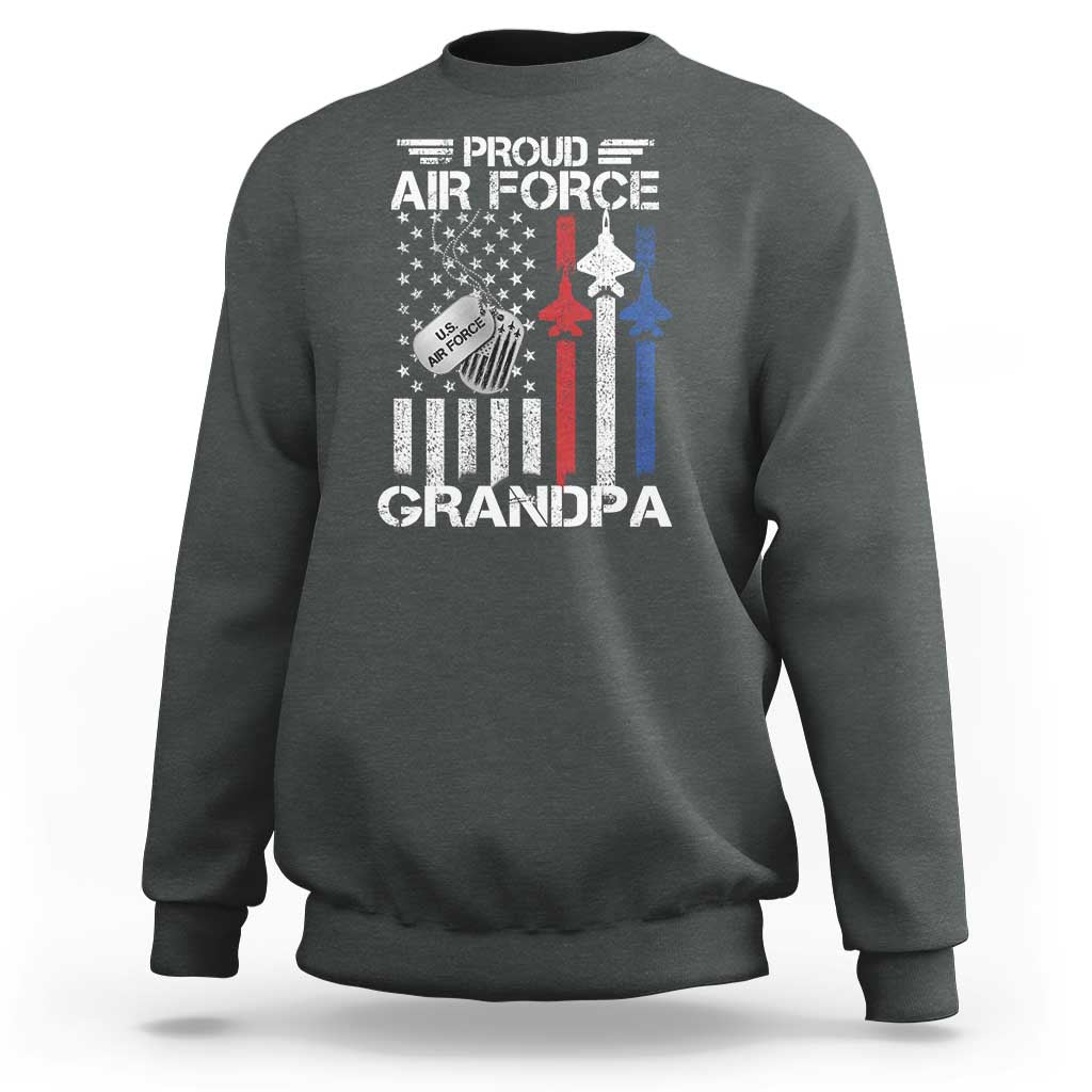 Proud Air Force Grandpa Sweatshirt Military Army Grandfather Vintage American Flag