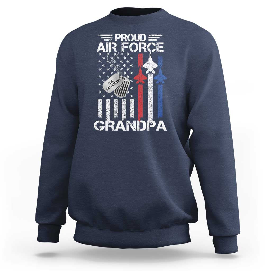 Proud Air Force Grandpa Sweatshirt Military Army Grandfather Vintage American Flag