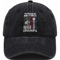 Proud Air Force Grandpa Washed Cotton Baseball Cap Military Army Grandfather Vintage American Flag