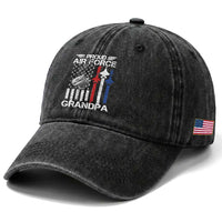 Proud Air Force Grandpa Washed Cotton Baseball Cap Military Army Grandfather Vintage American Flag