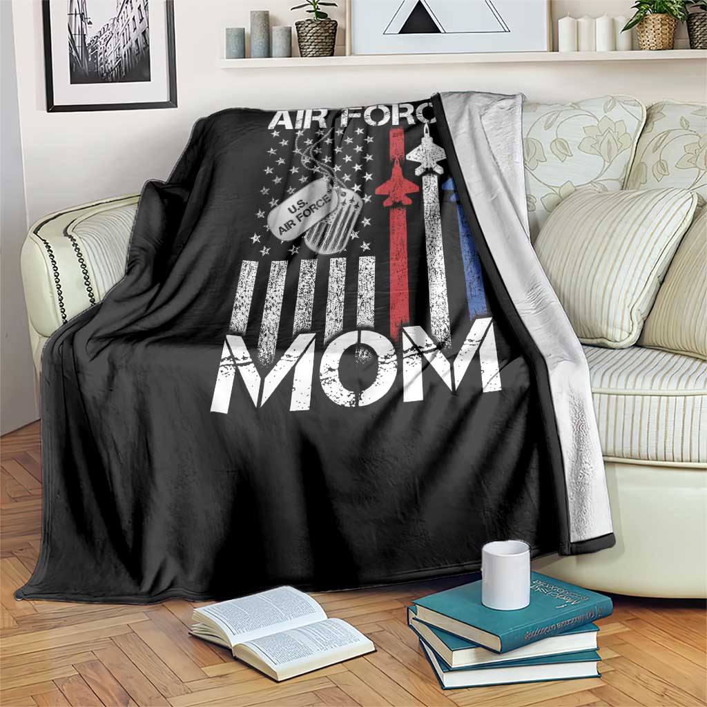 Proud Air Force Mom Throw Blanket Military Army Mama Vintage American Flag