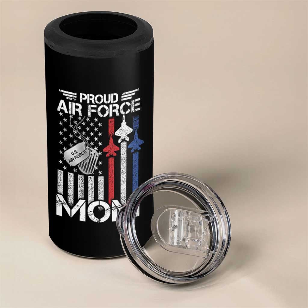 Proud Air Force Mom 4 in 1 Can Cooler Tumbler Military Army Mama Vintage American Flag