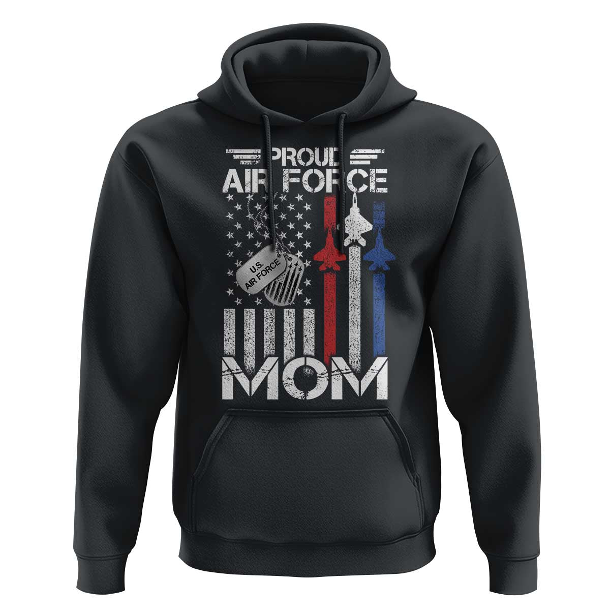 Proud Air Force Mom Hoodie Military Army Mama Vintage American Flag
