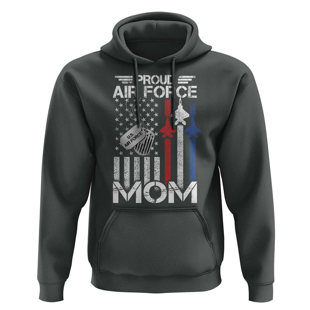 Proud Air Force Mom Hoodie Military Army Mama Vintage American Flag