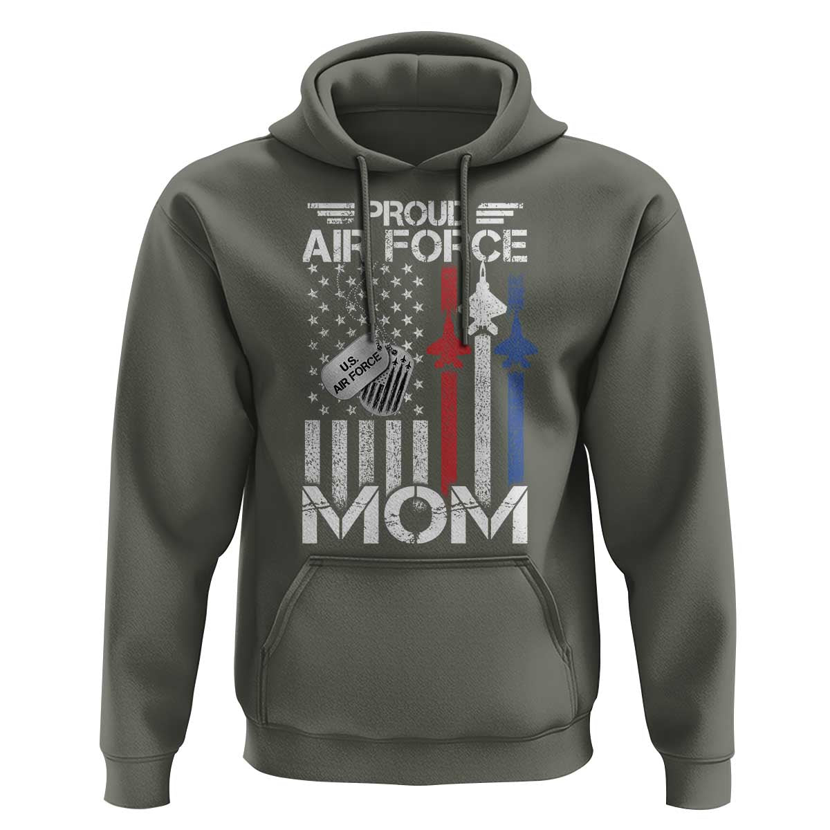 Proud Air Force Mom Hoodie Military Army Mama Vintage American Flag