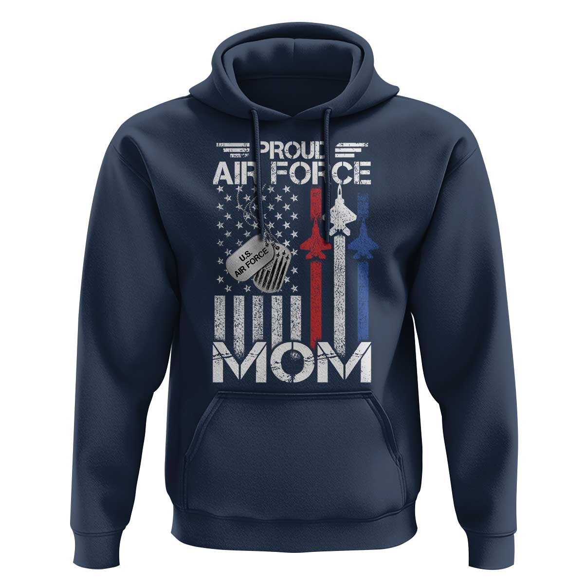 Proud Air Force Mom Hoodie Military Army Mama Vintage American Flag