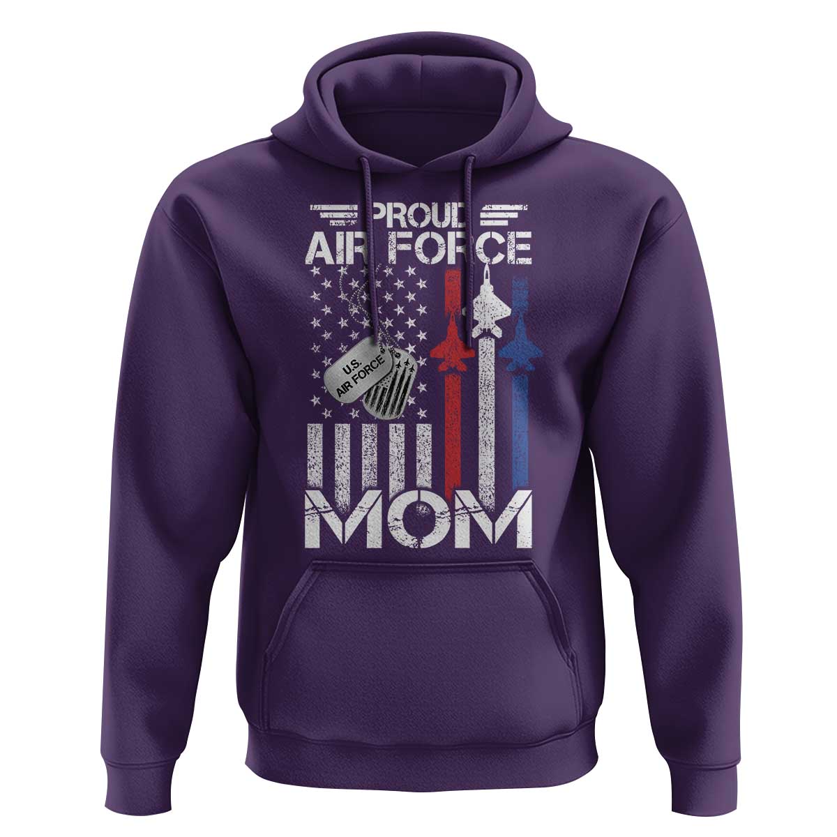 Proud Air Force Mom Hoodie Military Army Mama Vintage American Flag