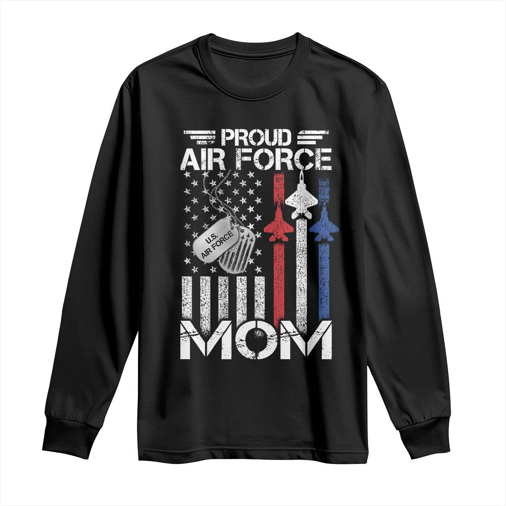 Proud Air Force Mom Long Sleeve Shirt Military Army Mama Vintage American Flag